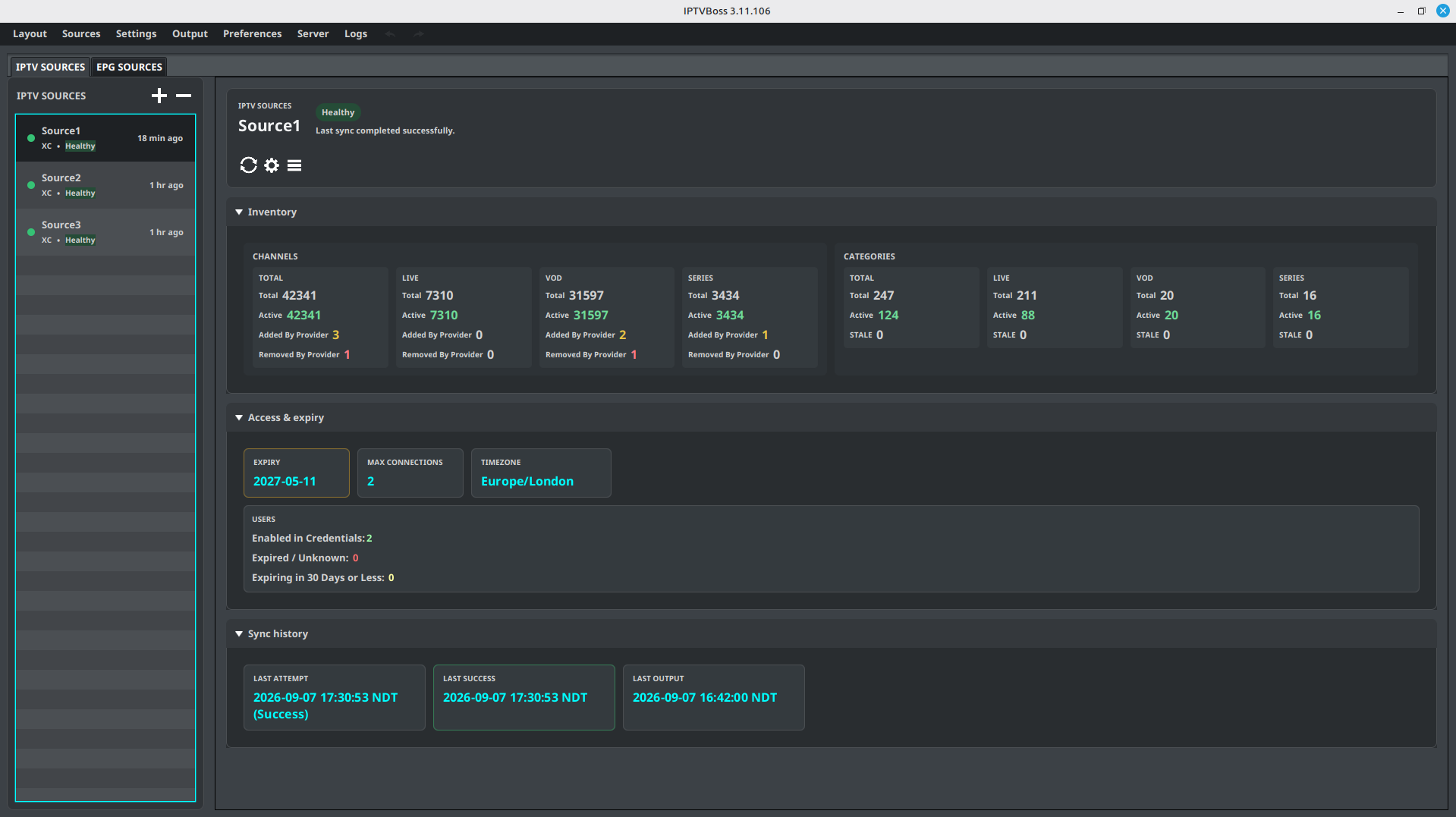 The 3.11.106 IPTV Sources Manager