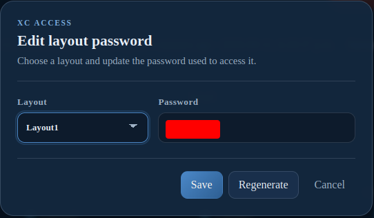 Server Console Edit layout password dialog