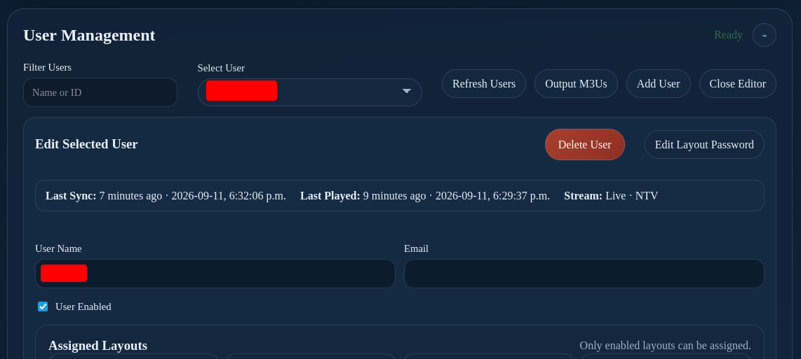 Server User Management with the Edit Layout Password action