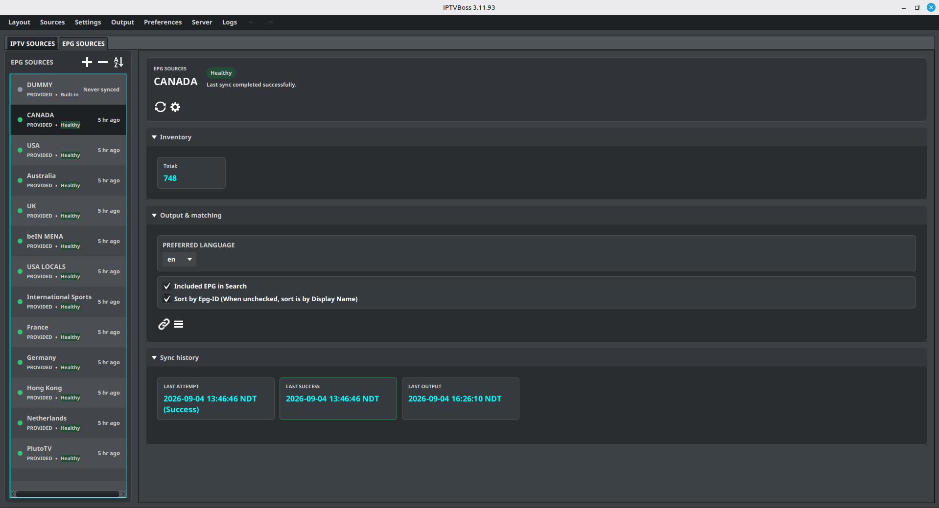 The EPG Sources Manager