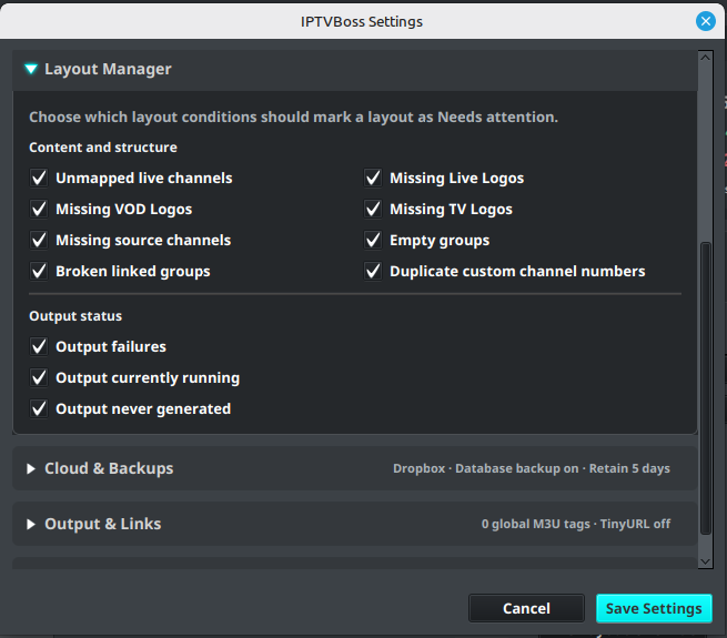 Layout Manager attention checks