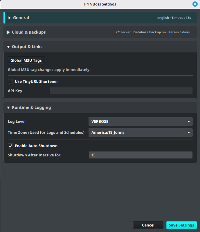 IPTVBoss Settings