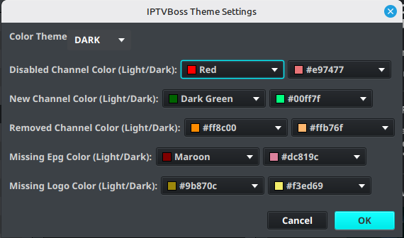 Theme settings