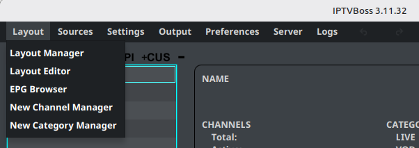 Layout menu