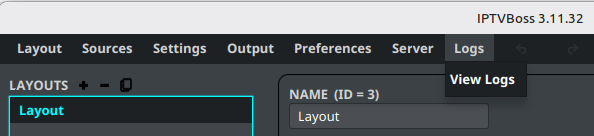 Logs menu