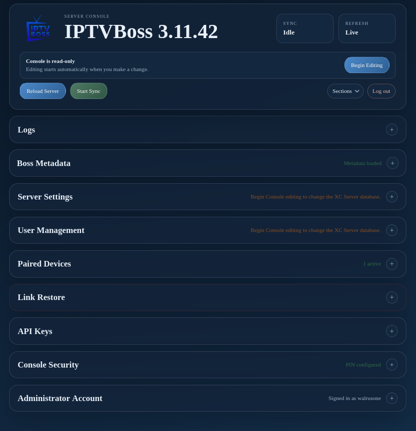 Server Console overview