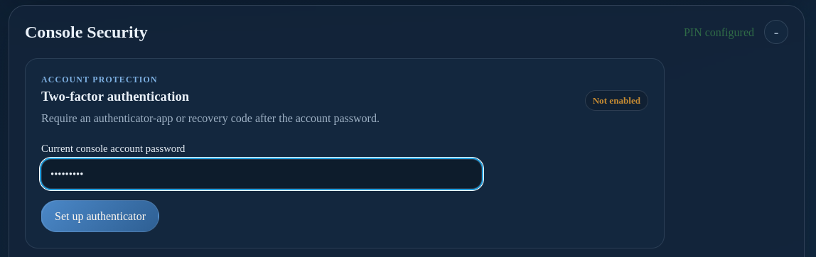 Authenticator setup