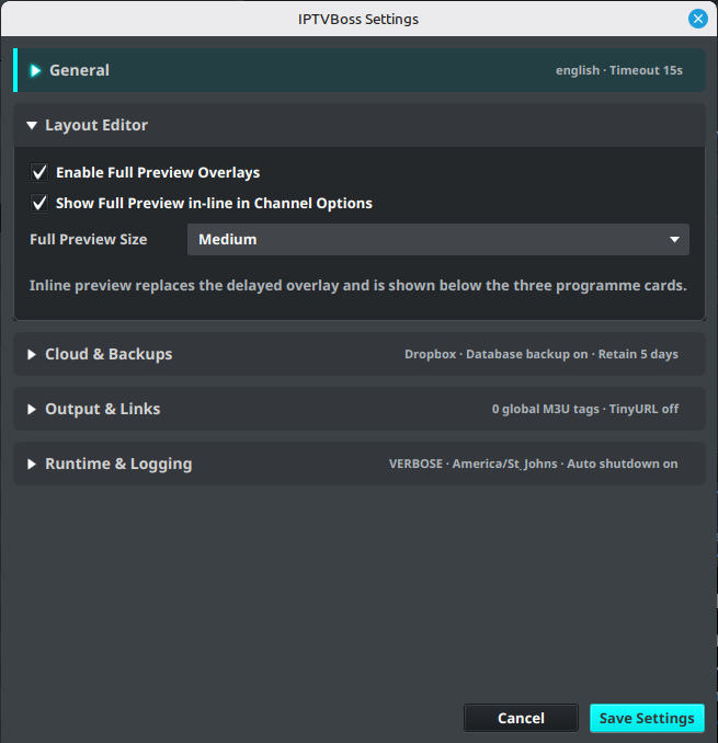 Layout Editor settings